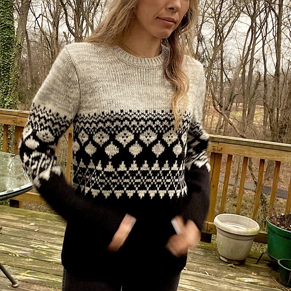 Ralph Lauren intarsia fishermen sweater chunky knit Italian yarn tribal - Picture 1 of 6